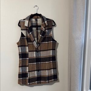 SHEIN Checkered Vest in Brown and Black